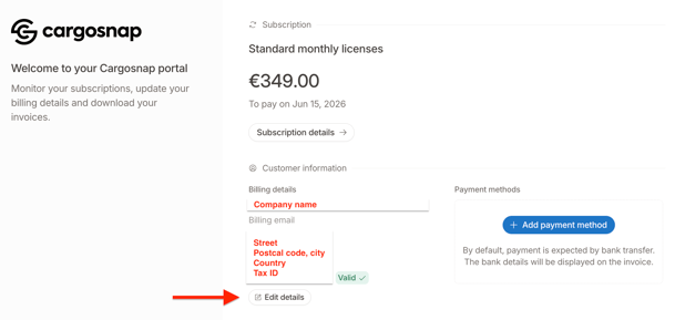Billing details